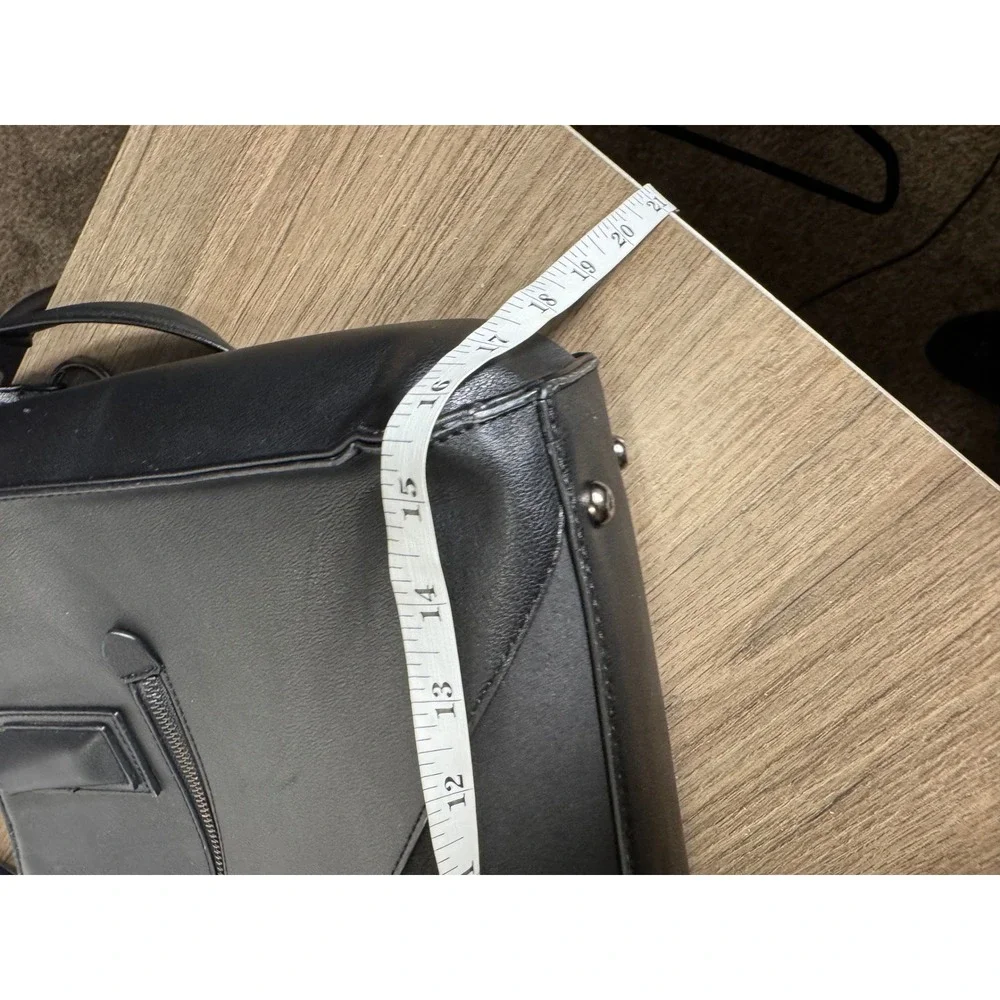 Pixie Mood Greta Work Tote Bag Black Vegan Leather Laptop Briefcase Crossbody